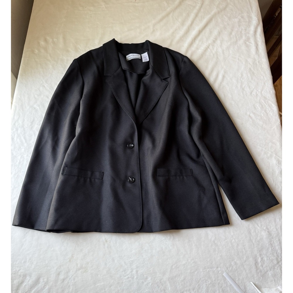 Alfred Dunner Women's Black Jacket Dressy Button Up Long Sleeve 16P Shoulder Pad